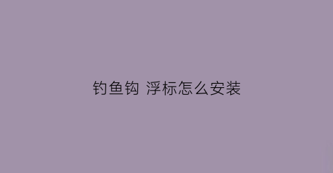 钓鱼钩浮标怎么安装(鱼钩的浮漂怎么安装)
